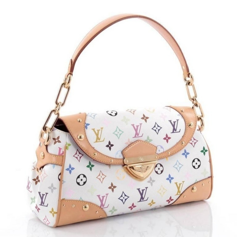 Rare! Louis Vuitton LV X Takashi BEVERLY White Multicolor Monogram Bag Blanco MM - Picture 1 of 16